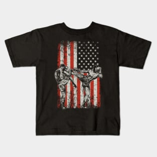 USA Flag MMA Mixed Martial Arts Kids T-Shirt